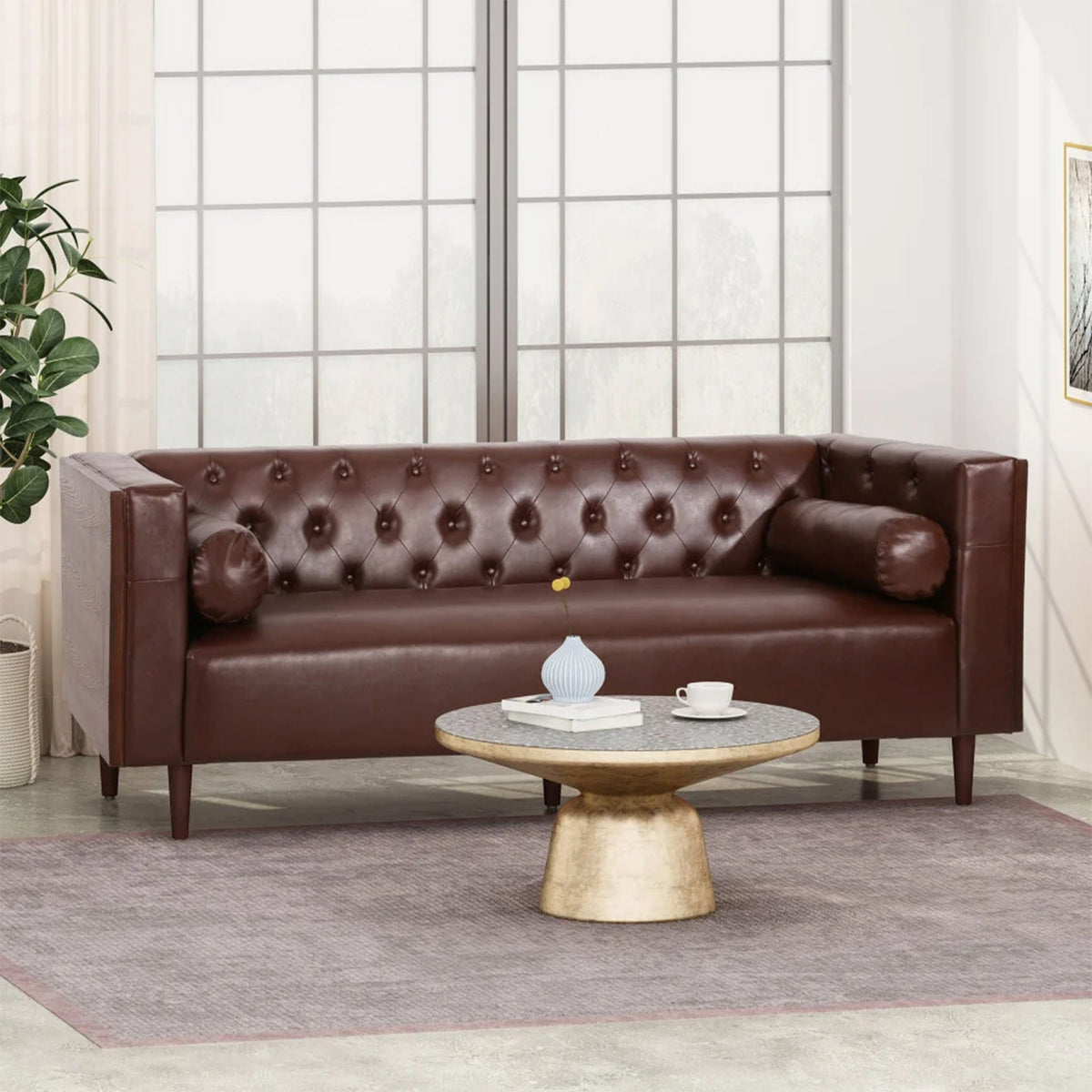 Contemporary 3 Seater Sofa with Tufted Design - view 3