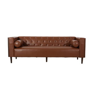 Contemporary 3 Seater Sofa with Tufted Design in Light Brown