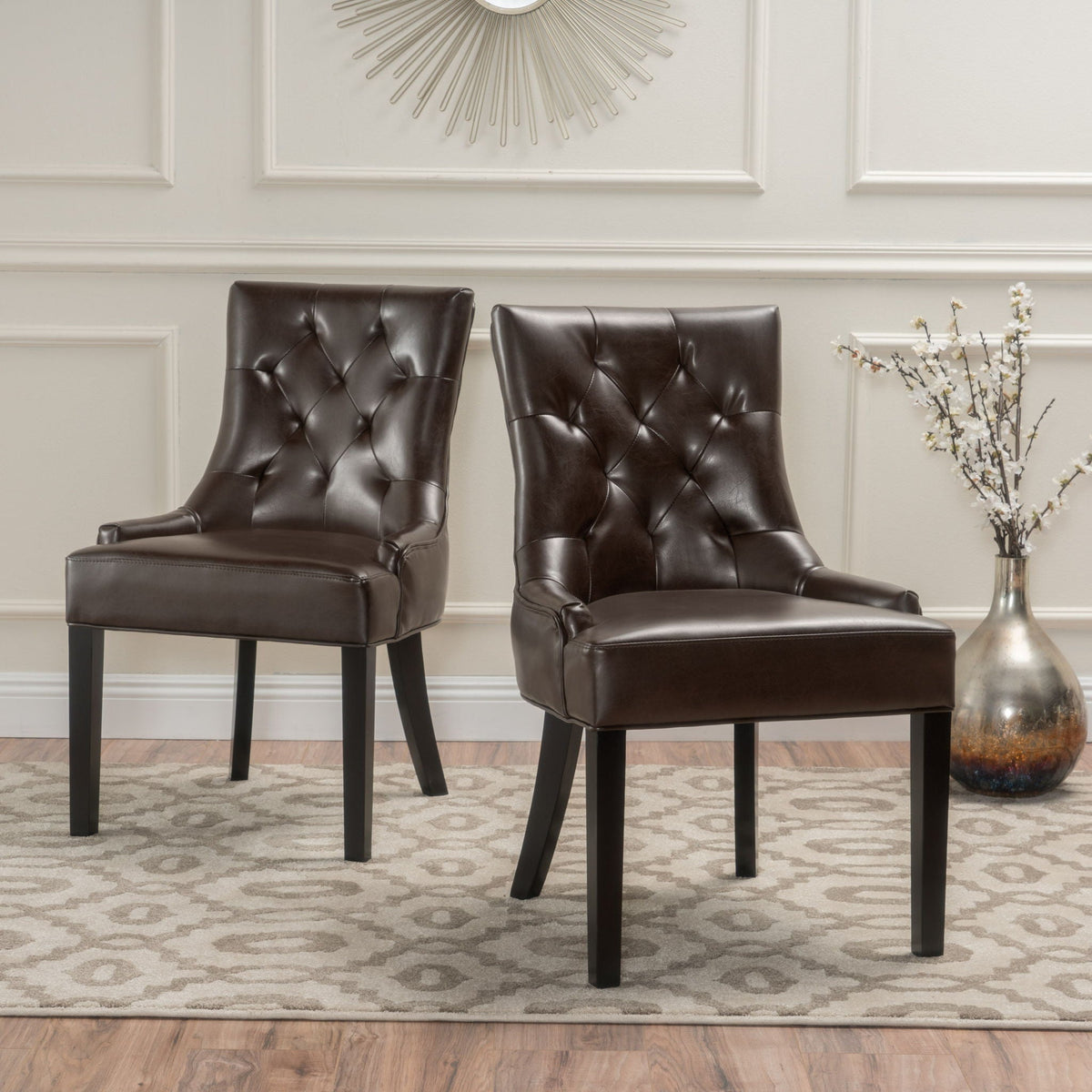 Contemporary Cheney Dining Chair Set with Tufted Design - view 8