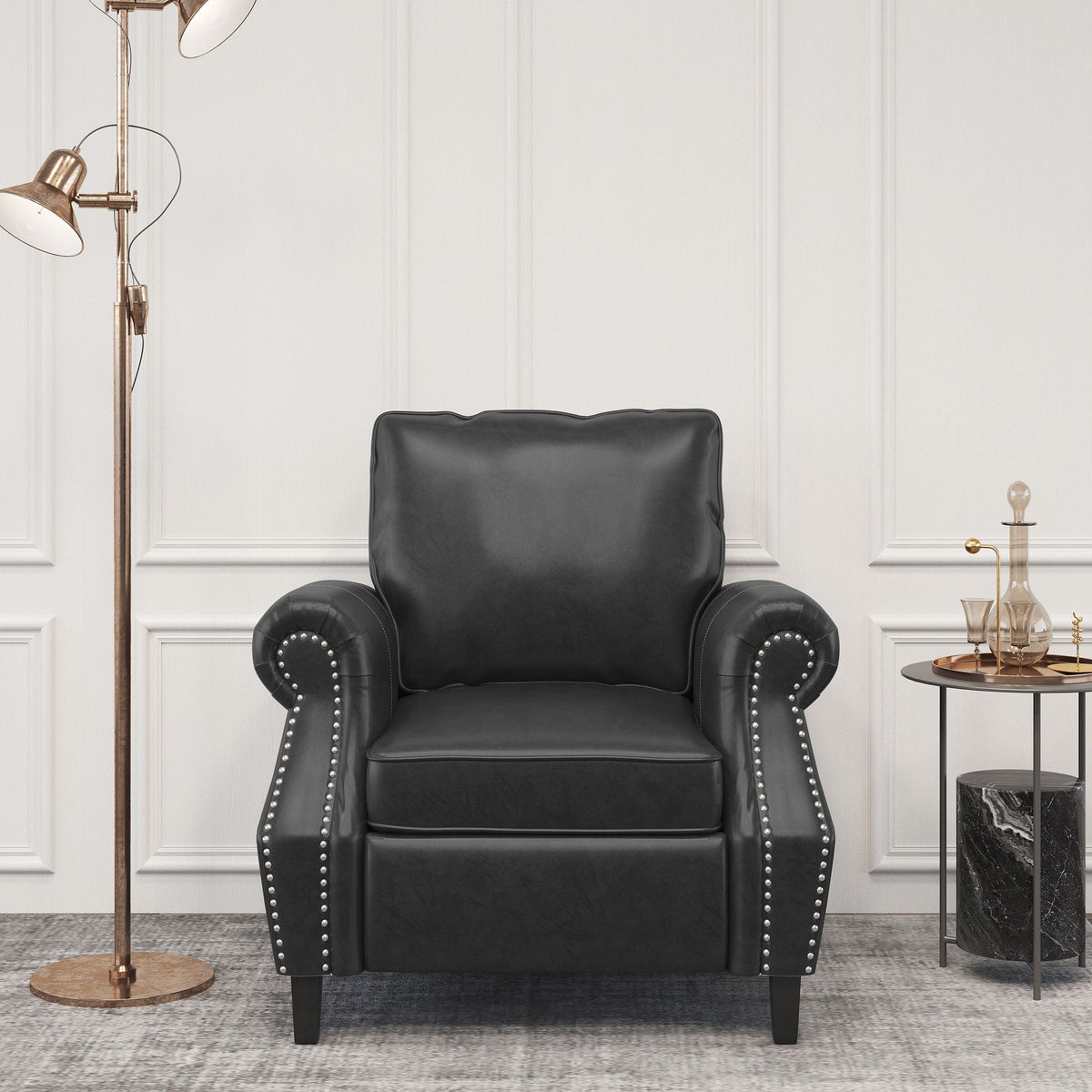 Contemporary Club Chair with Nailhead Trim and Rolled Armrests - view 3