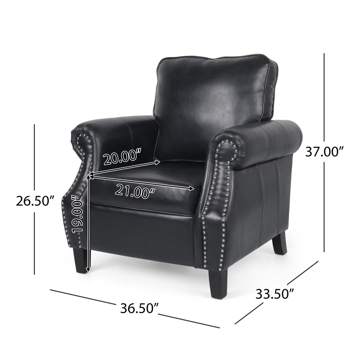 Contemporary Club Chair with Nailhead Trim and Rolled Armrests - view 6