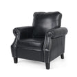 Contemporary Club Chair with Nailhead Trim and Rolled Armrests in Black