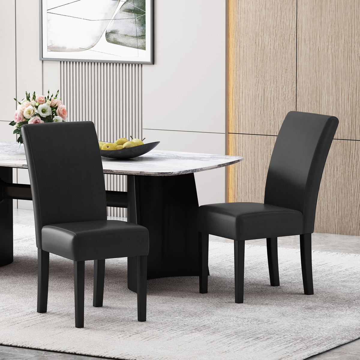 Contemporary Dining Chair Set of 2 with Rubberwood Legs - view 4
