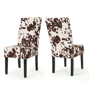 Contemporary Dining Chair Set of 2 with Rubberwood Legs in Beige