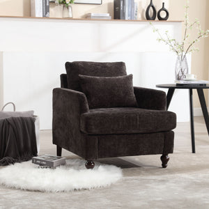 COOLMORE W-395 Modern Mid Century Wood Frame Armchair with Tufted Design - view 6