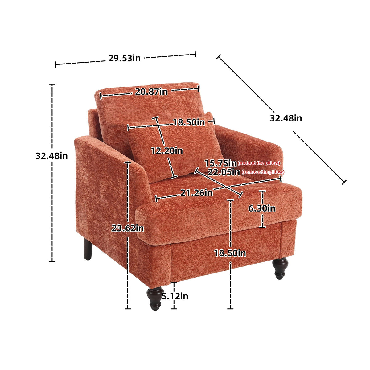 COOLMORE W-395 Modern Mid Century Wood Frame Armchair with Tufted Design - view 8