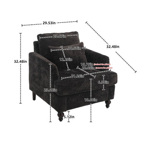 COOLMORE W-395 Modern Mid Century Wood Frame Armchair with Tufted Design - view 9