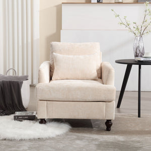 COOLMORE W-395 Modern Mid Century Wood Frame Armchair with Tufted Design - view 3