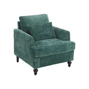 COOLMORE W-395 Modern Mid Century Wood Frame Armchair with Tufted Design in Dark Green