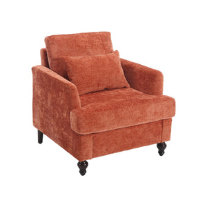 COOLMORE W-395 Modern Mid Century Wood Frame Armchair with Tufted Design in Orange