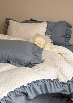 Cottage Inspired Ruffle Bedding Set / Soft Brown
