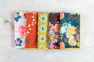 Winter Blue Floral Cloth Napkins, Set of Four