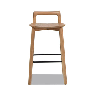 Counter Stool with Low Back and Black Iron Footrest - Counter Stools