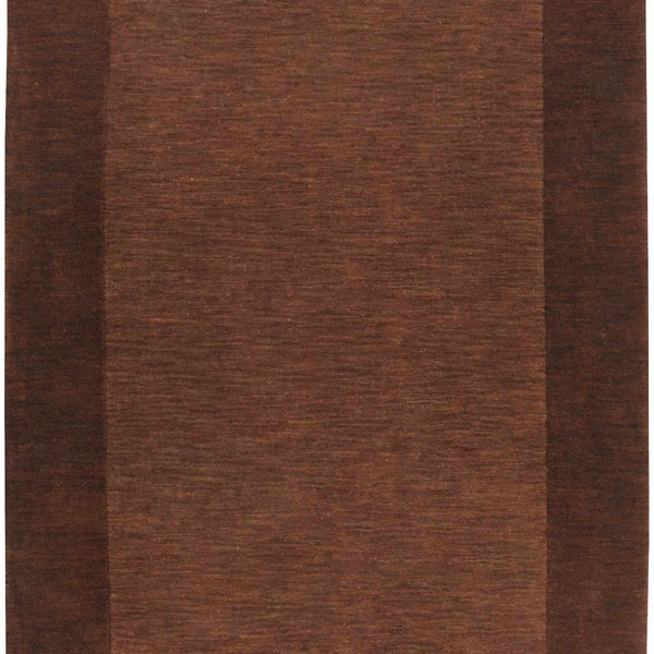 Bordered Solid Brown Wool Rug