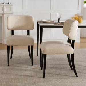 Cream Kitchen Dining Chairs Set of 2 with Rubber Wood Legs - view 2
