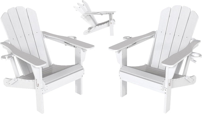 Crefise patio life Adjustable HDPE Adirondack Chairs Set of 2 with Adjustable Backrest in White