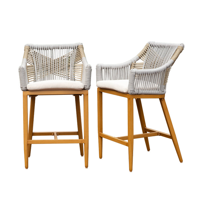 Crefise patio life Outdoor Bar Stools Set of 2 with Arm and Backrest