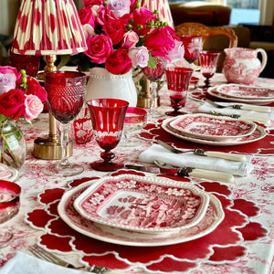 Timeless Red Scalloped Faux Leather Placemats