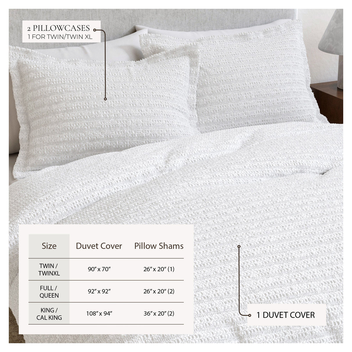 100% Cotton Waffle Weave Duvet Set - Mattea Collection
