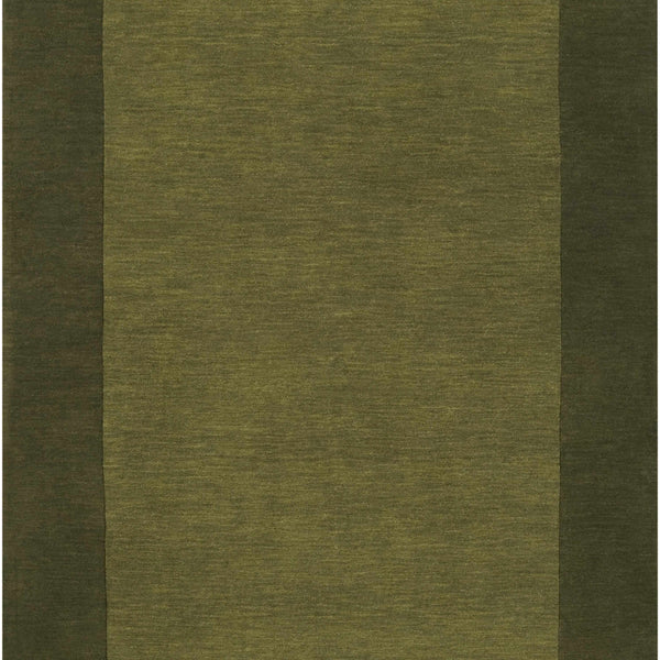 Bordered Solid Olive Green Wool Rug