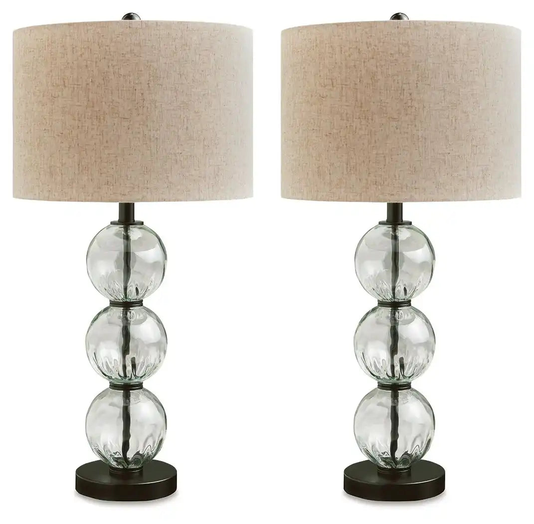 Airbal - Glass Table Lamp (Set of 2) - Clear / Black - Best Buy Furniture
