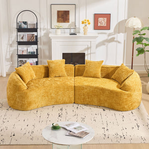 Curved Compressed Sofa, Nordic-Style Design For Living Room
