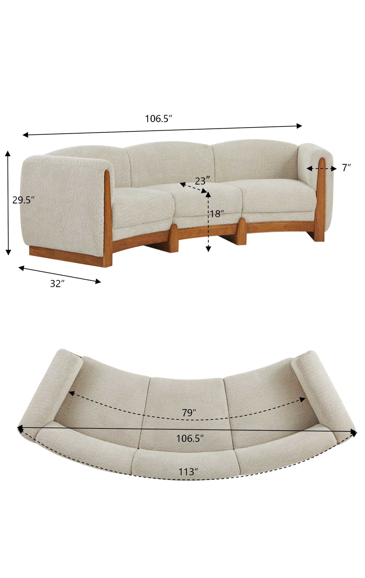Elegant Curved Boucle Sofa