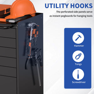 Rolling Tool Cabinet Heavy Duty Garage Storage With Lockable Doors & Drawers