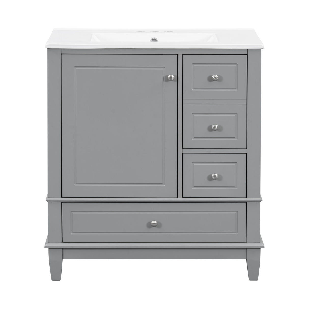 Freestanding Bathroom Vanity With Sink, Soft Close Door, 3 Drawers