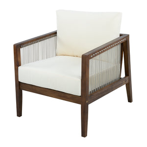 Outdoor Club Chair, Acacia Wood Frame with Rope Back, Water-Repellent