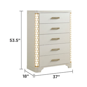 Jasmine - 5 Drawer Chest With Side LED Lightning - Beige