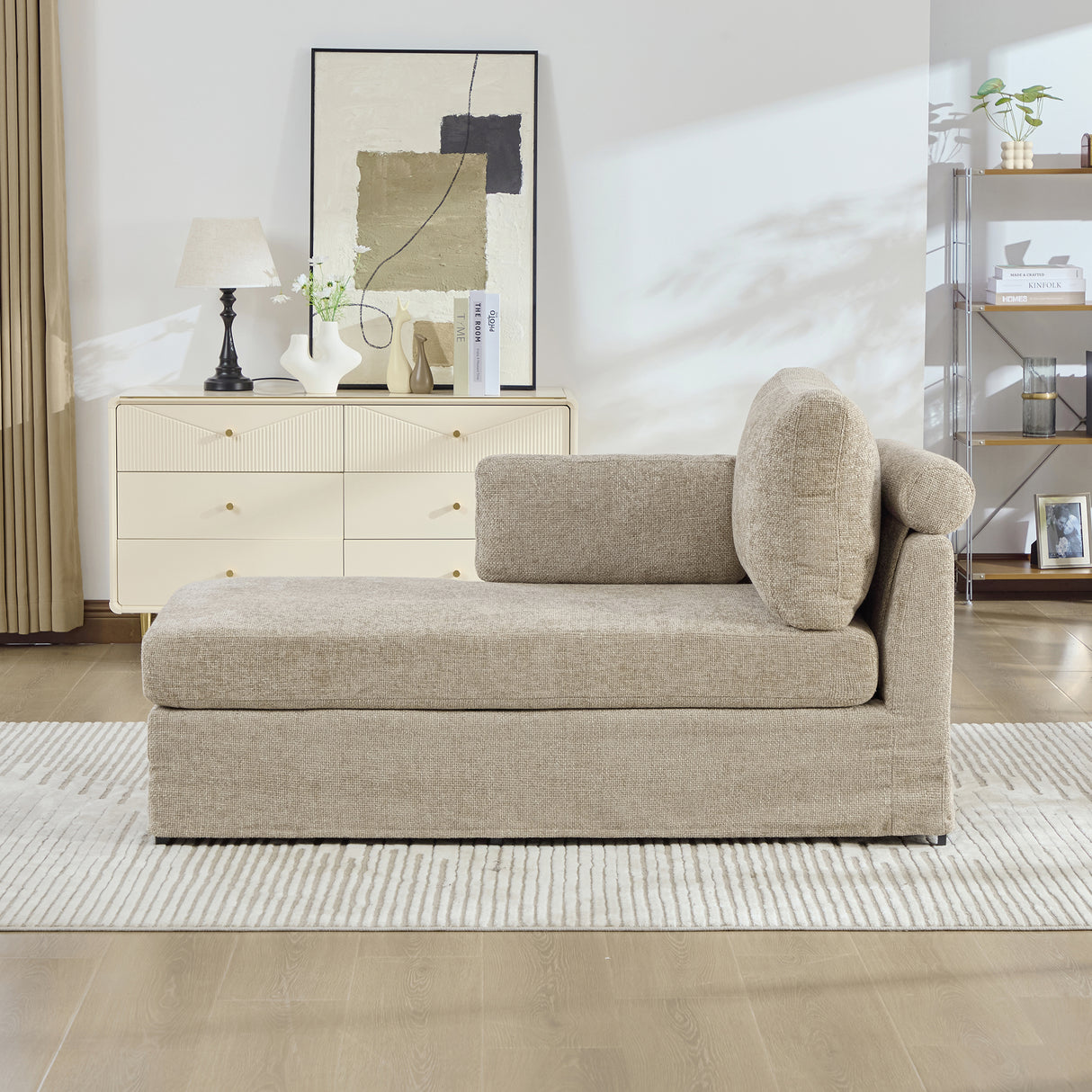 31.69" Wide Modular Sofa Bed With Cushions in Taupe