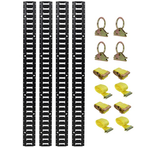 12 Pieces E Track Tie-Down Rail Kit For Trucks, Vans, Garages - Black