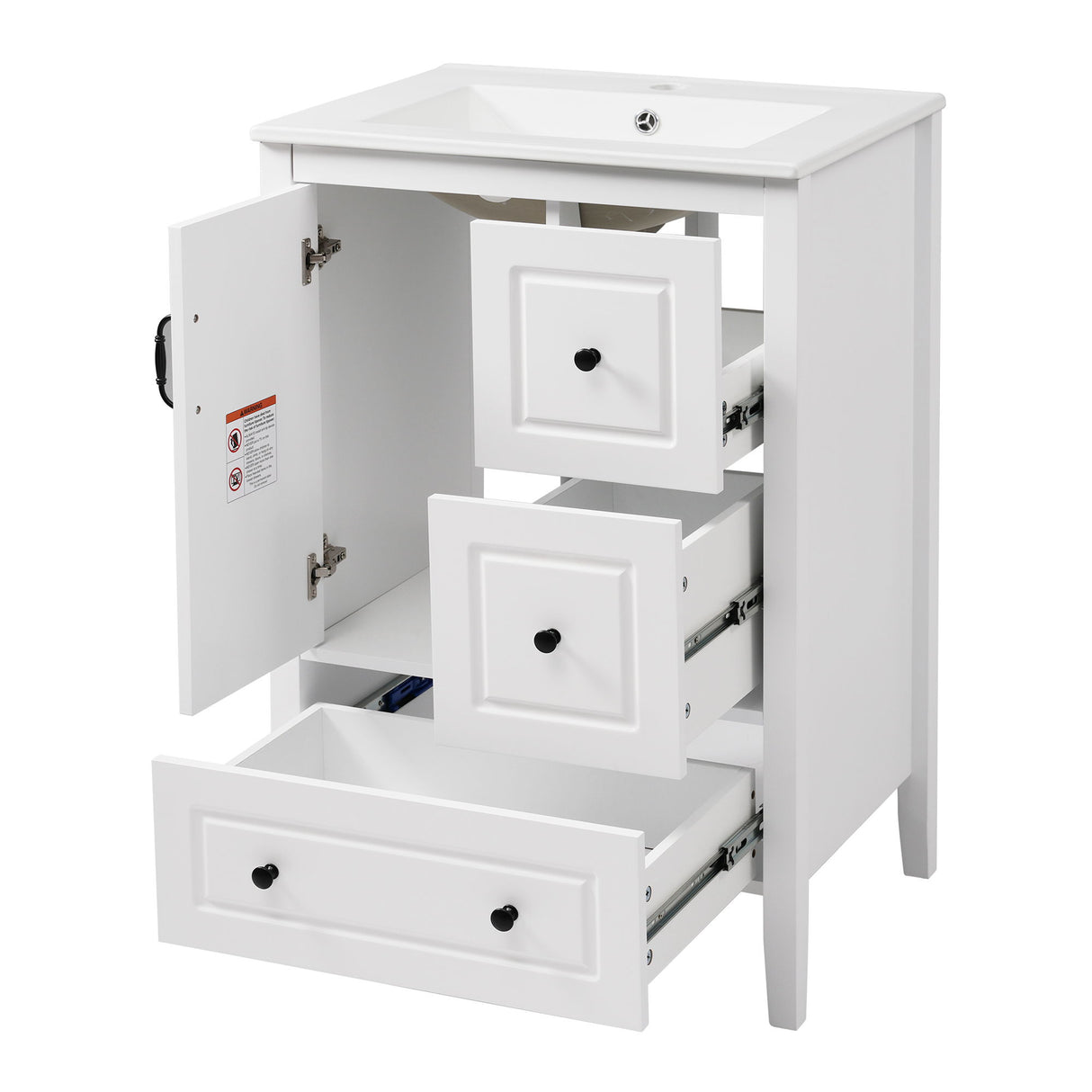 Retro Bathroom Vanity With Sink, Soft Closing Cabinet & Drawers