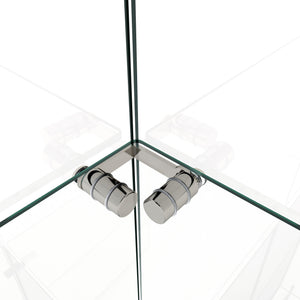 Modern Display Cabinet With LED Lights, Transparent Tempered Glass 2 Door Storage Case With 3 Shelves