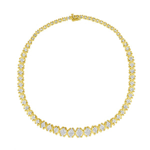 10K Yellow Gold 4 cttw Brilliant Round-Cut Diamond Graduating Riviera Statement Necklace (H-I Color, I2-I3 Clarity)