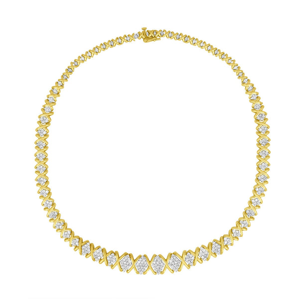 10K Yellow Gold 4 cttw Brilliant Round-Cut Diamond Graduating Riviera Statement Necklace (H-I Color, I2-I3 Clarity)