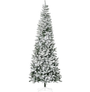 Snow-Flocked Slim Pine Artificial Christmas Tree