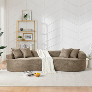 Cloud 4 Seater Sectional Curved Sofa, Minimalist Design - Light Brown