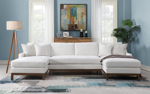Valiant - Chenille Sectional Sofa With 4 Pillows - Ivory - Best Buy Furniture