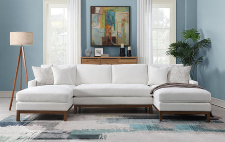 Valiant - Chenille Sectional Sofa With 4 Pillows - Ivory - Best Buy Furniture