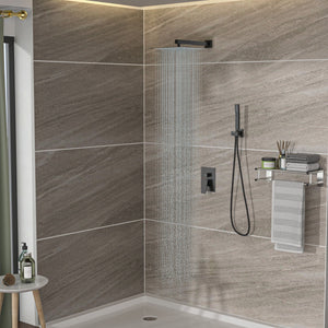 Dual Shower Head System With 12" Square Rain Shower And Rough In Valve