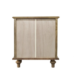 Farmhouse Nightstand with 4 Drawers and Hidden Pull-Out Shelf, Light Brown