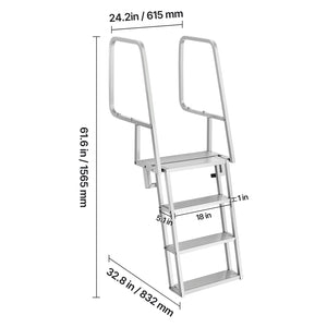 Flip-Up Dock Ladder, 4-Step, Heavy-Duty Aluminum Alloy Pontoon Boat Swim Ladder