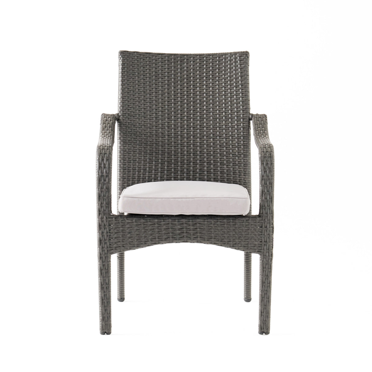 Outdoor PE Rattan Stacking Chair with Iron Frame and Cushions (Set of 4)
