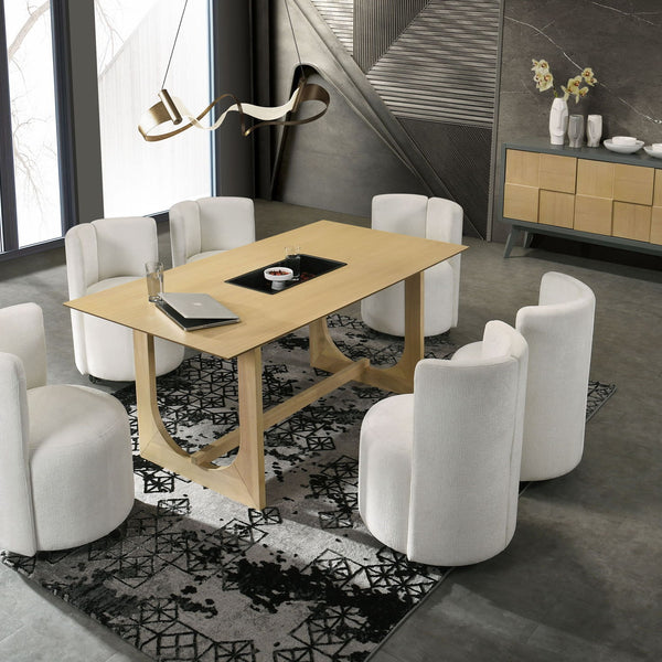 Blayde - 8 Pieces Dining Room Set - Natural / White