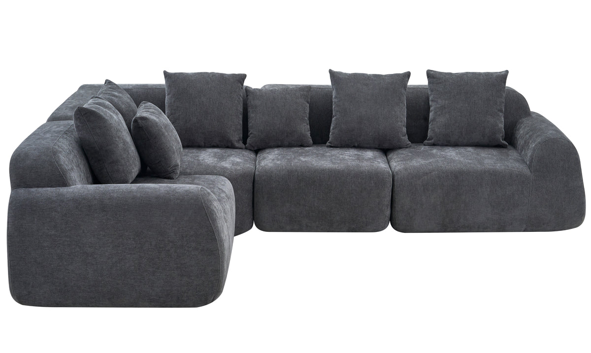 Oversized Cloud Velvet Curved Sectional Couch - 118'