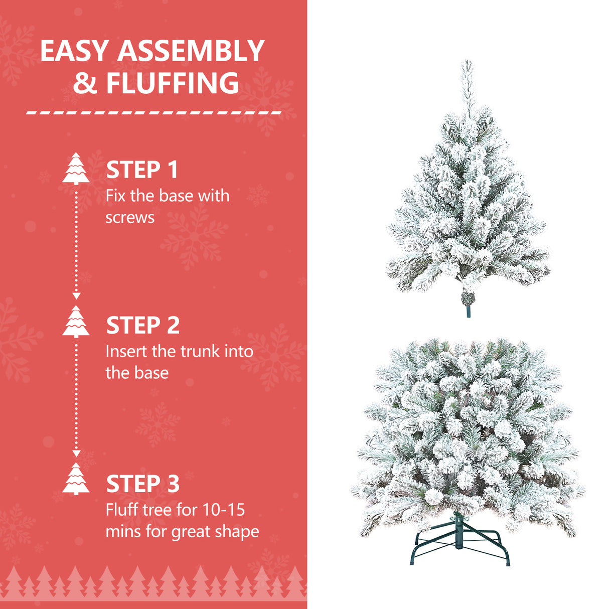 6FT Flocked Christmas Tree with Pine Cones