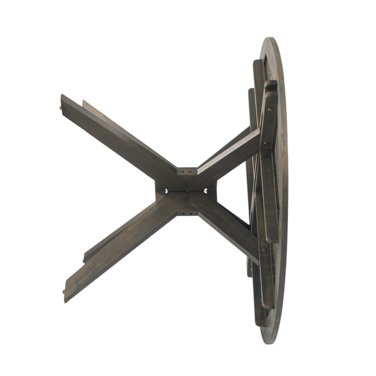 Stanford Outdoor Round Acacia Wood Dining Table with X Base