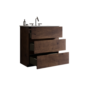TIA 30" Walnut Bathroom Vanity with Ceramic Sink